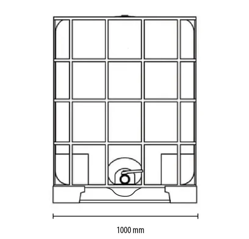 Vista frontal estanque IBC 1000 litros Polychem