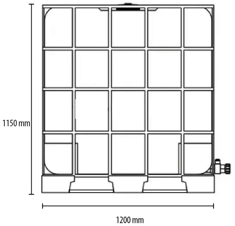 Vista lateral estanque IBC 1000 litros Polychem